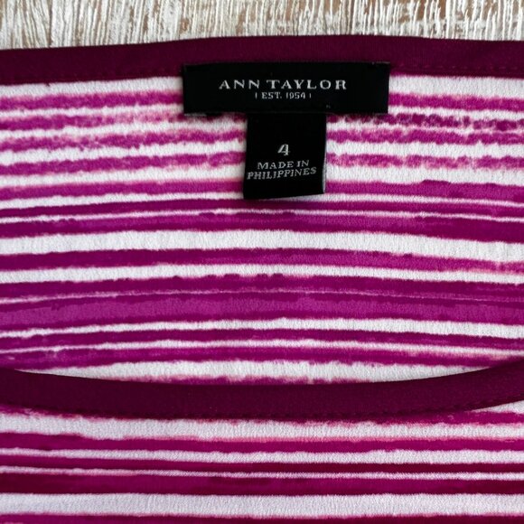 Ann Taylor Purple Pink Striped Top Shirt Blouse Size 4 or a Small/Medium - Picture 6 of 10